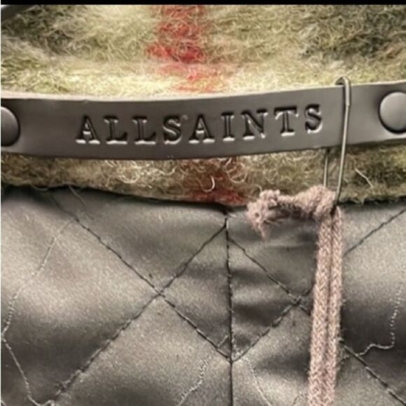 AllSaints Tia Wool Coat Green Check Plaid Shirt Jacket - Picture 11 of 15